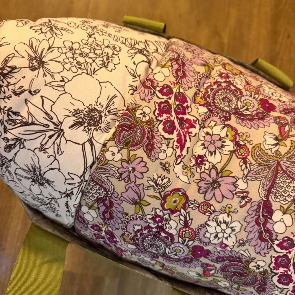 Vera Bradley Comforter Set Full Queen White Black Purple Floral Reversible 3pc